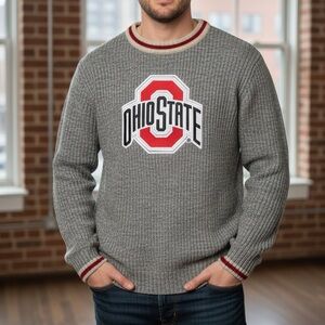 Ohio State Buckeyes Sweater Gray Crew Neck Long Sleeve 100% Cotton